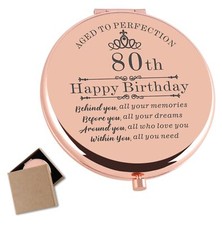 80th Birthday Gifts for Women Rose Gold Compact Makeup Mirror for Mom Grandma