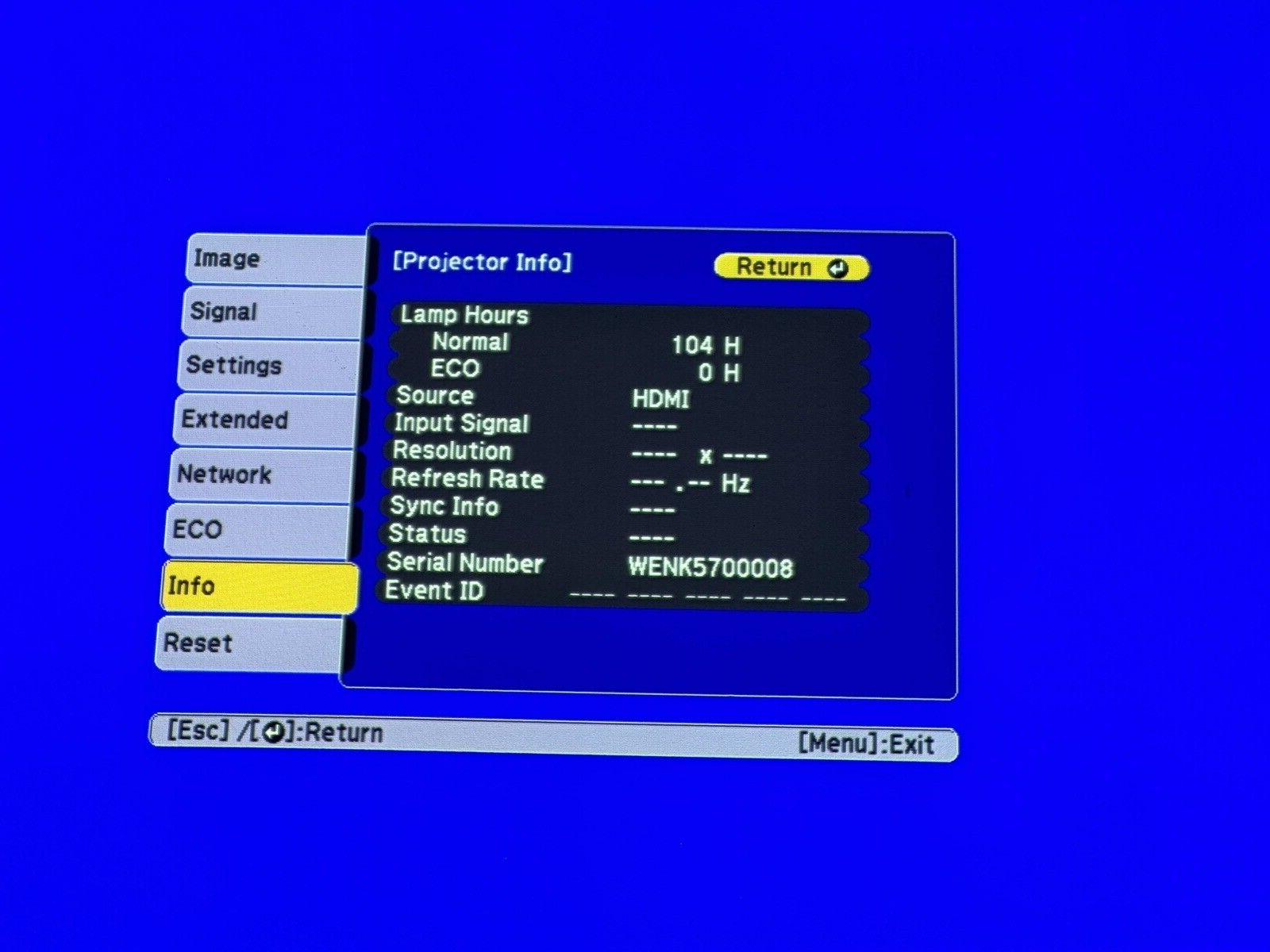 Epson EBW32 Home Cinema Projector HDMI WXGA 3,200 Lumen 104 Lamp Hours