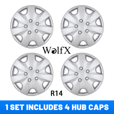 14'' Set of 4 Silver Wheel Covers Snap On Full Hub Caps fit R14 Tire Steel Rim PP