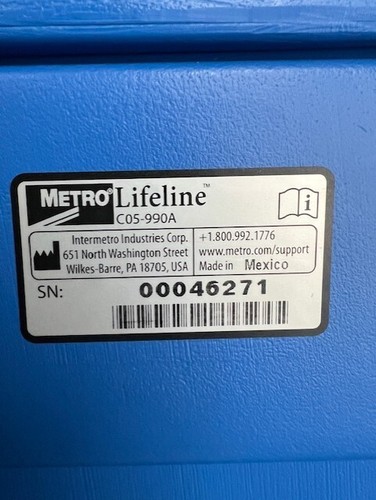 Metro Lifeline CO5-990A Medical Emergency Crash Cart - Blue - Picture 5 of 6