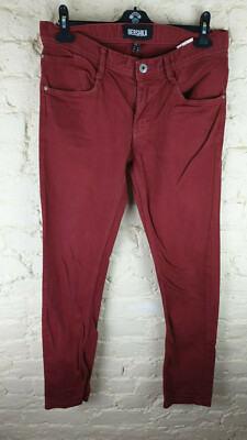 BERSHKA Skinny Fit' Men's Red Jeans Size: W 32 L 32 VERY GOOD