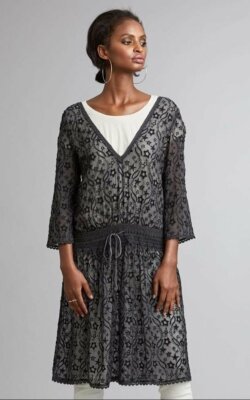 Odd Molly Anthropologie Recreation Dress Embroidered Gray Crochet Lace S1 215069