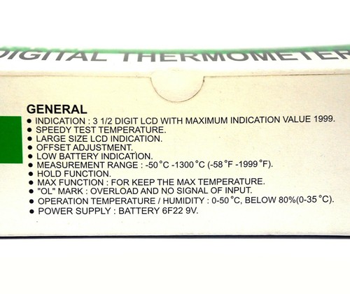 1x DE-3004 Dual Digital Thermometer K Sensor -50~+1300°C -58~+1999°F 0,1°C/°F DER EE - Bild 8 von 8