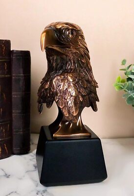 Majestic Royal Bald Eagle Stoic Head Bust Taxidermy Electroplated Resin Figurine