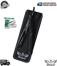 PRO BARBER SALON STRAIGHT CUT THROAT SHAVING RAZOR SHAVETTE RASOIRS RASOI BLACK