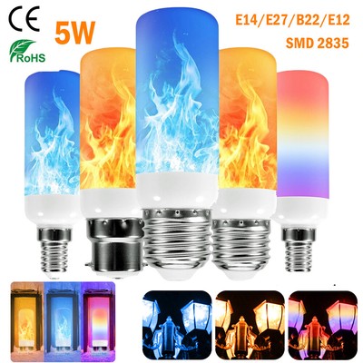 E14/E27/B22 LED Glühbirne mit Flammen Effekt Licht Fackel Feuer Lampe 3 Modi DE