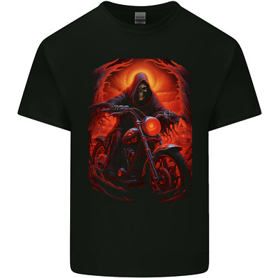 Skull Biker Motorrad Grim Reaper 18 Herren Baumwolle T-Shirt Tee Top