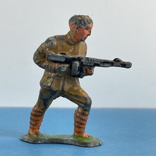 Vintage Barclay Manoil Soldier Standing With Machine Gun Metal No Hat As Is