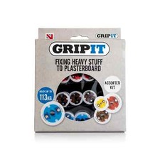 Gripit Plasterboard Fixings 3 Way gripping System 113kg (Yellow,Red,Brown,Blue)