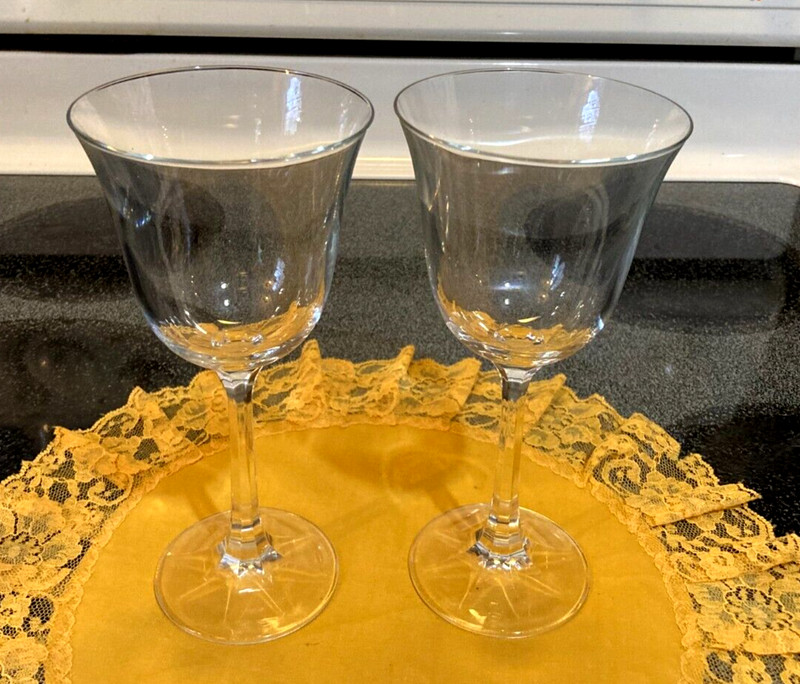 2 Crystal Wine Glasses 8" tall with Stem