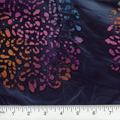 Batik Large print multi color on Blues Fabric 1yd 100% Cotton Q402