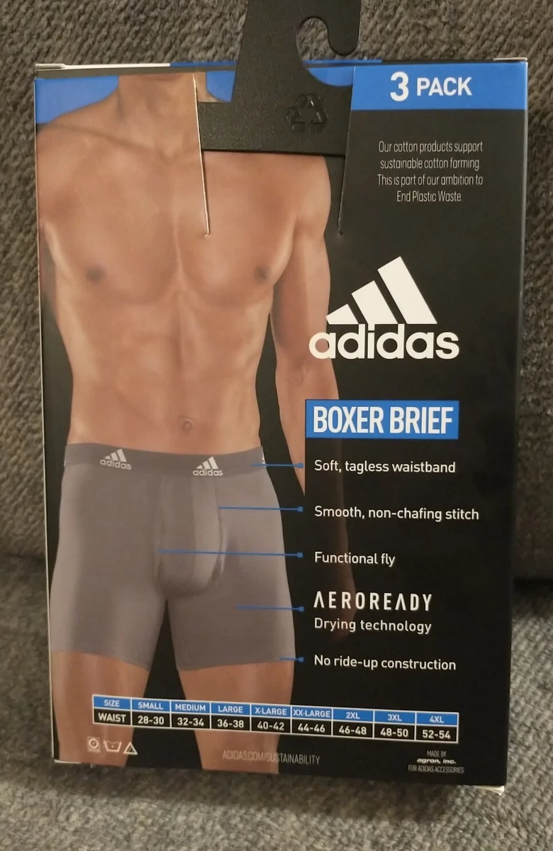 Adidas Performance Underwear Athletic Boxer Brief ,Sz S, Black, 3 in Pkg,  NIP