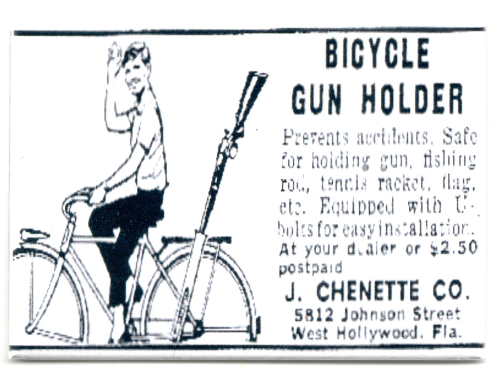 Vintage Ad Bicycle Gun Rifle Holder Fridge 2.5x3.5" FREE RRCM DECAL eBay