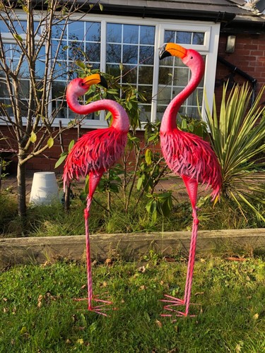 90 cm Metal Pink Garden Pond Flamingo Party Ornaments Decoration free standing - Picture 8 of 19