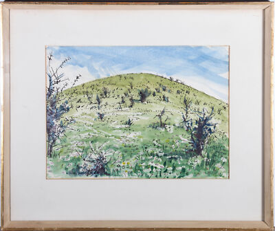 Gwendolen Jackson (b.1919) - Signiertes Aquarell Von 1956, Pitstone Hill