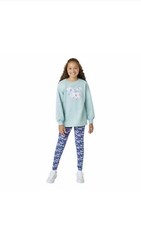BCBG Girls 2 Piece Sweatshirt and Legging Set Large 14/16- Green Floral