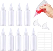 10Pcs Squeezy Condiment Bottles 100ml Plastic Squeezy Sauce Bottles with Nozzles