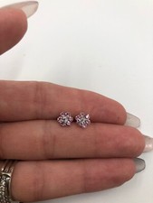Stunning Small STERLING SILVER Flower Pink Cz STUD EARRINGS E422