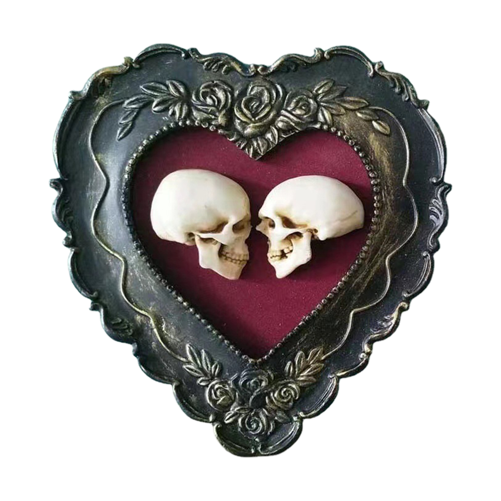 Skeleton Decor Hand Painted Resin Gothic Romantic Love Ornament, Spooky Wall Art