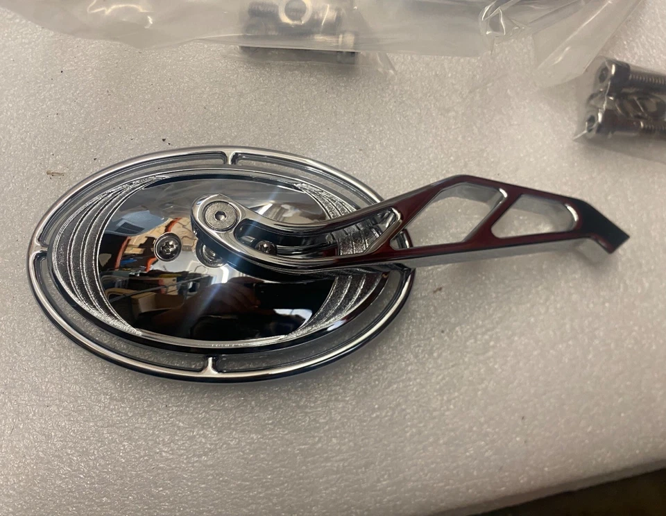 Emgo 20-95200 Blue Tint Convex Oval Mirror Pair for Harley Davidson NOS - Image 3 of 4