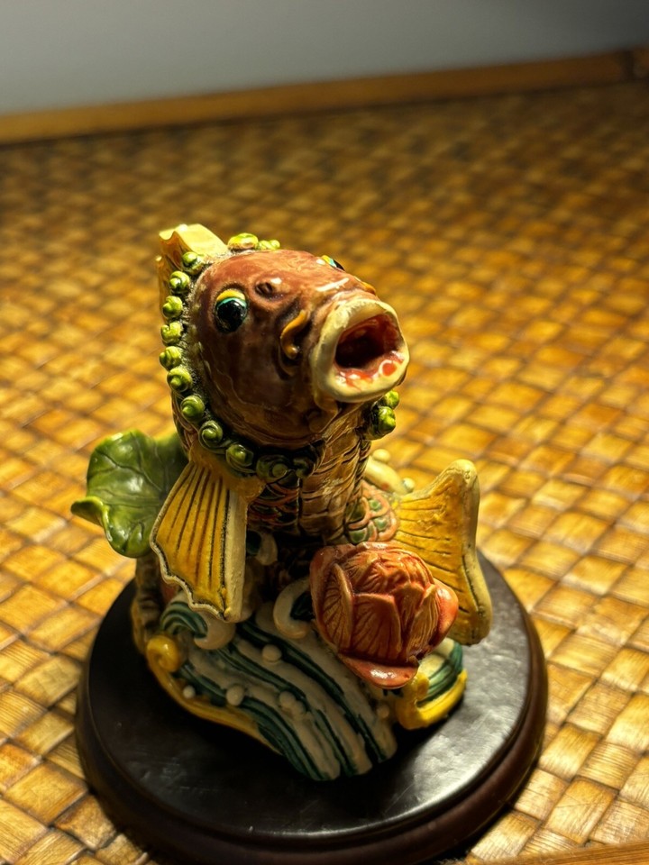 Chinese Good Luck Lotus Fish/Flowers Figurine eBay