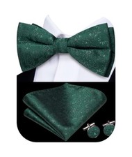 Pre-Tied Bowties for Men Silk Bow Ties and Pocket Square Cufflinks Set Mens W...