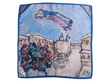 Battisti Pocket Square / Bandana Chagall Lovers in the Sky Fine Art Painting Pur