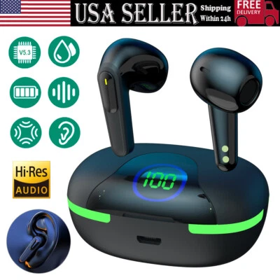 TWS Wireless Bluetooth Earbuds Waterproof Bluetooth 5.3 Headset Noise Cancelling