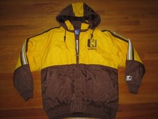 WYOMING COWBOYS Vtg 1990s Starter Thick Color 2 tone Block Jacket coat jersey L
