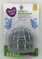 Parent's Choice Simplyst Bottle Nipple 3+Months Medium Flow 2 Pack BPA Free NEW