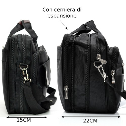 Borsa Uomo Tracolla Ventiquattrore Porta Documenti Pc Notebook Ufficio Lavoro - Foto 19 di 40