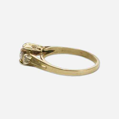 Anello Tre Diamanti Oro Giallo 12K Vintage 0,60ct - Foto 5 di 6