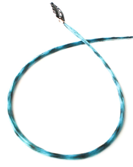 Clip de extensión de cabello pluma azul claro, hebra delgada