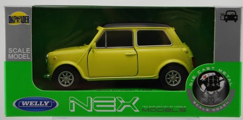 WELLY MINI COOPER 1300 YELLOW 1:34 DIE CAST METAL MODEL NEW IN BOX