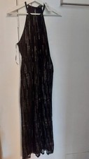 Lipsy Black Petite Metallic Halter Neck Jumpsuit Size 8 New with Tags Party