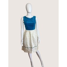 Vintage 1970s R.A.R. Teal Ivory Color Block Midi Dress