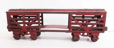 Vintage Cast Iron Toy Cattle Car from Train Kenton 11-1/2" long 1920s