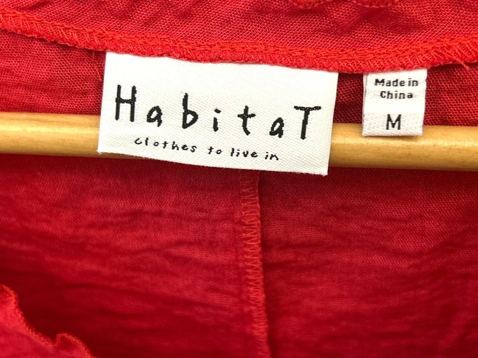 Habitat Red Textured Sleeveless Scoop Neck Crinkle Fabric Summer Casual Tank Top - Image 3 of 4