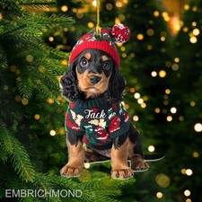 Custom Name Black and Tan Cocker Spaniel Christmas 2D Ornament,