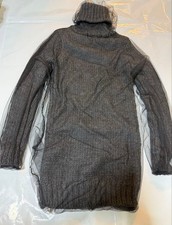 D&G Dolce & Gabbana Turtle Neck Tulle Layered Knit Sweater Tunic Black XS