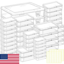 FEDESERN 44-Pcs Mini Clear Rectangular Bead Storage Containers Organizer Box