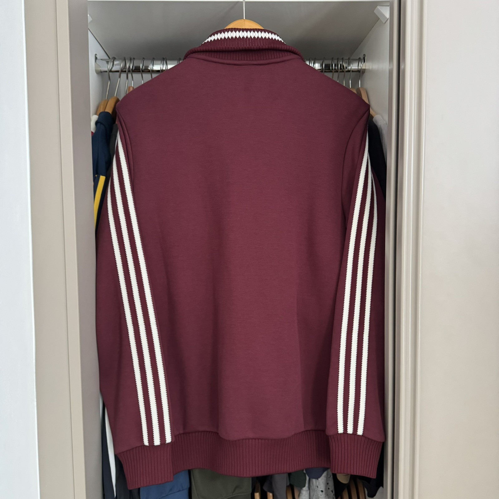 adidas Originals Premium Medium Top Jacket Shadow Red Burgundy Beckenbauer Rare image 3