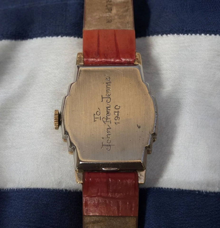 Vintage 1940 Bulova “Winston” Art Deco 10K RGP Watch – Runs Great – Engraved - Image 2 of 4