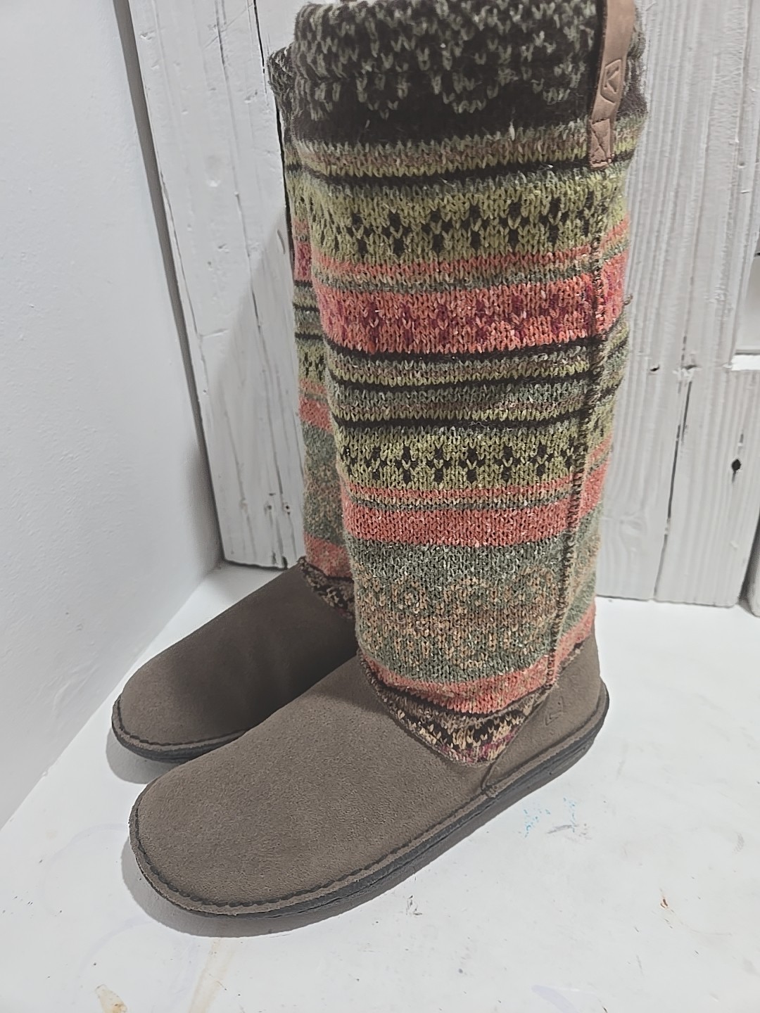 Stivali alti donna Keen taglia 8 Auburn marrone multicolore scamosciato lana pull on comodi40