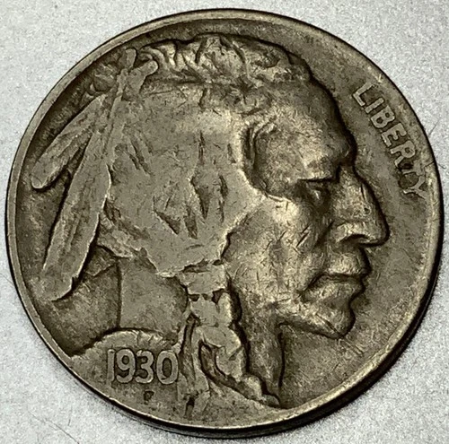 1930-S Buffalo Nickel 5C 5 Cents San Francisco Mint F/VF Fine - Very Fine ST296
