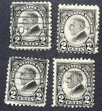 Lot Of 4:  US Scott# 612 Used; Perf 10; 1923; 2c Warren Harding; Black