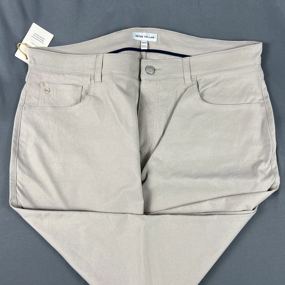 Peter Millar Golf Pants Crown Sport eb66 Performance 36 x 32 Khaki NWT MSRP $168 - Image 4 of 4