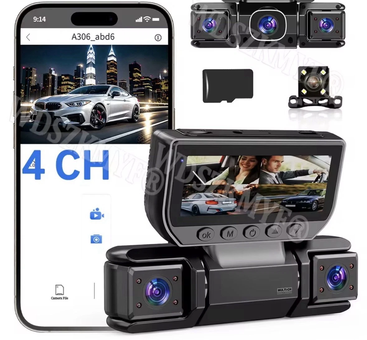Dash Cam A 3 Canali Anteriore E Posteriore All'interno