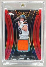 Bo Nix 2024 Panini Select #DSM-BXN Red Prizm Draft Selections Patch Rookie RC