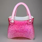 Vintage Murano Style Art Glass Purse Vase Pink Cocktail Italy Hand Blown Handbag